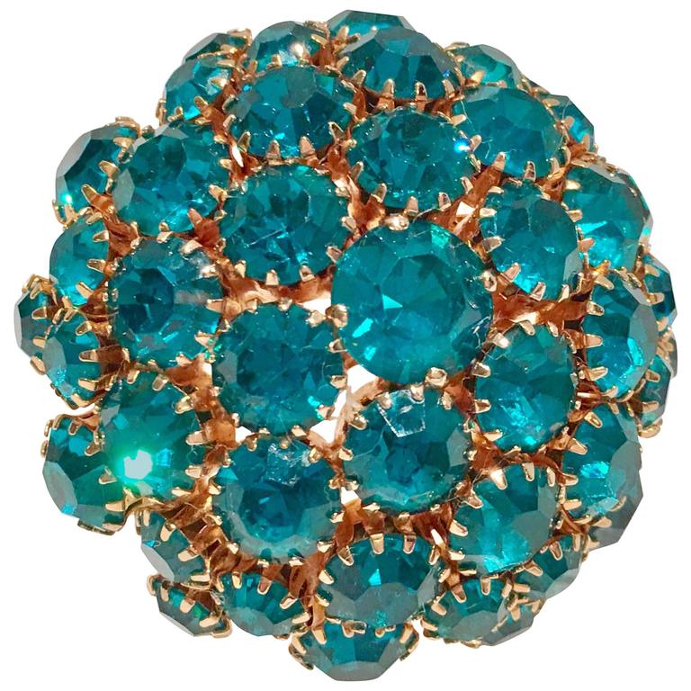 Swarovski blue crystal brooch